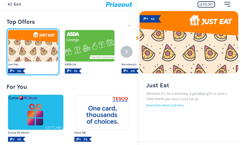 prizeout voucher withdrawal example