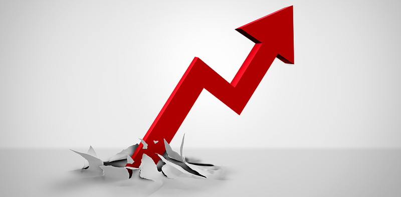 red arrow breaking through the floor expansion increase growth